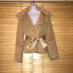 Cache Rabbit Fur and Jeweled Coat